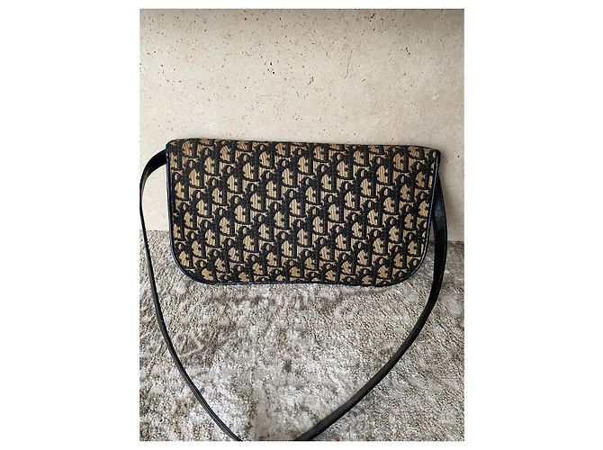 Borsa a tracolla Christian Dior Monogramme in tela jacquard Marrone Nero - vista 6