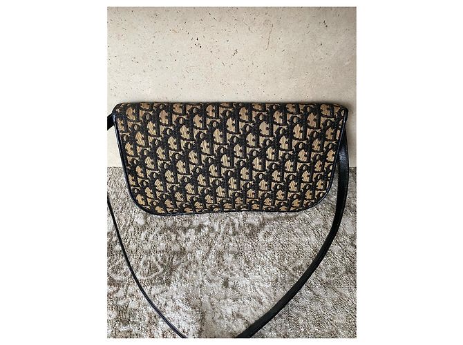 Borsa a tracolla Christian Dior Monogramme in tela jacquard Marrone Nero - vista 7