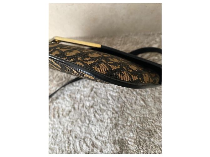 Borsa a tracolla Christian Dior Monogramme in tela jacquard Marrone Nero - vista 9