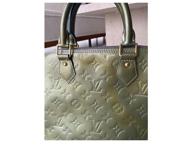 Louis Vuitton Alma Pelle Vernice Verde Kaki - vista 7
