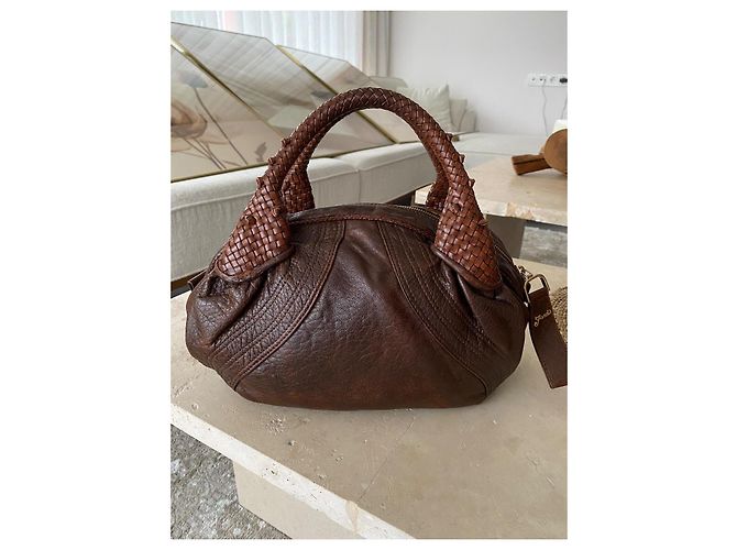 Borsa Fendi in pelle marrone con manici intrecciati - vista 16