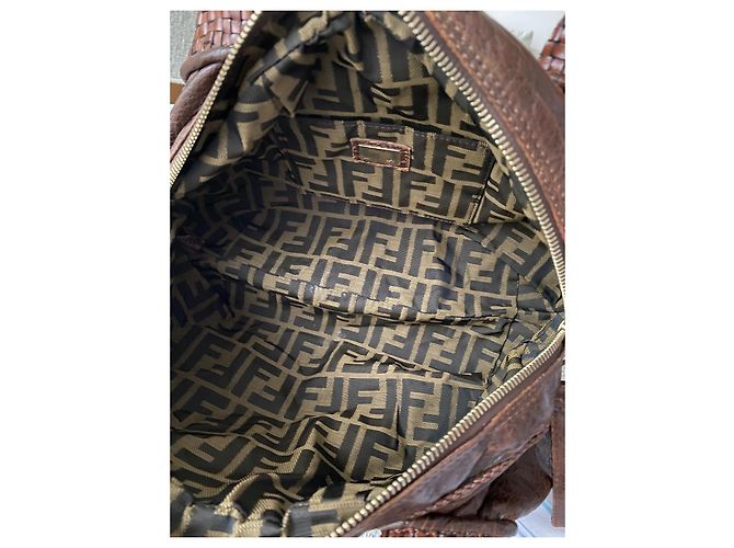 Borsa Fendi in pelle marrone con manici intrecciati - vista 17