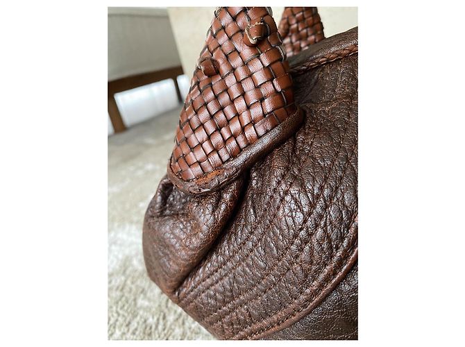 Borsa Fendi in pelle marrone con manici intrecciati - vista 4