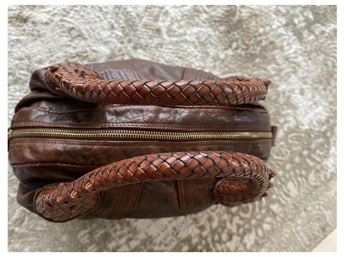 Borsa Fendi in pelle marrone con manici intrecciati - vista 5