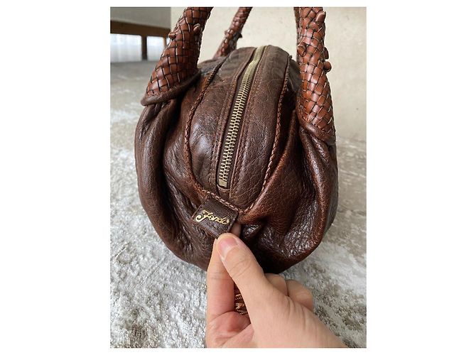 Borsa Fendi in pelle marrone con manici intrecciati - vista 9