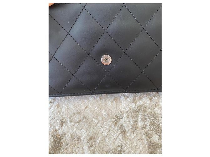 Chanel Cambon Quilted Black Leather Wallet on Chain - view 10