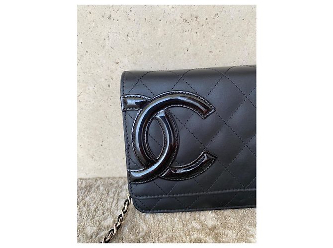 Chanel Cambon Quilted Black Leather Wallet on Chain - view 2