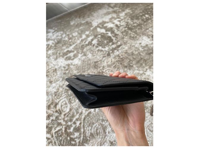 Chanel Cambon Quilted Black Leather Wallet on Chain - view 5