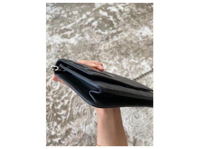 Chanel Cambon Quilted Black Leather Wallet on Chain - view 6