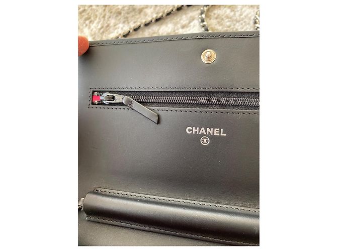 Chanel Cambon Quilted Black Leather Wallet on Chain - view 9