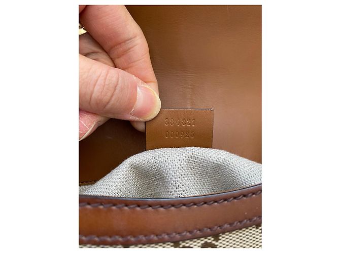Gucci Horsebit 1955 Mini Bag GG Supreme Canvas & Brown Leather Beige - view 11