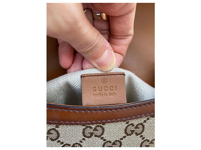 Gucci Horsebit 1955 Mini Bag GG Supreme Canvas & Brown Leather Beige - view 12