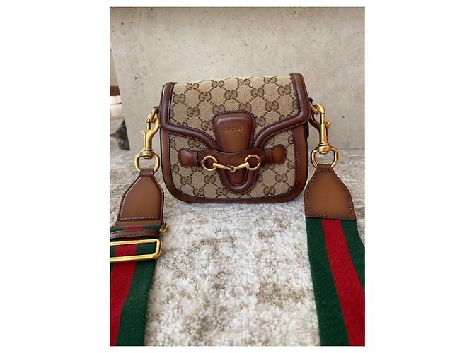 Gucci Horsebit 1955 Mini Bag GG Supreme Canvas & Brown Leather Beige - view 2
