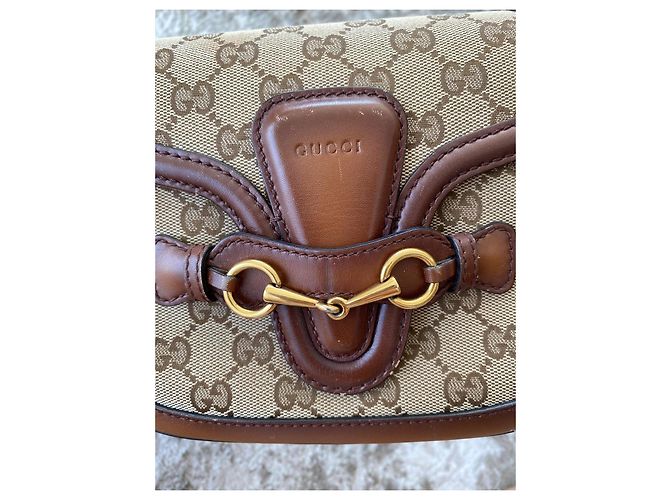 Gucci Horsebit 1955 Mini Bag GG Supreme Canvas & Brown Leather Beige - view 4