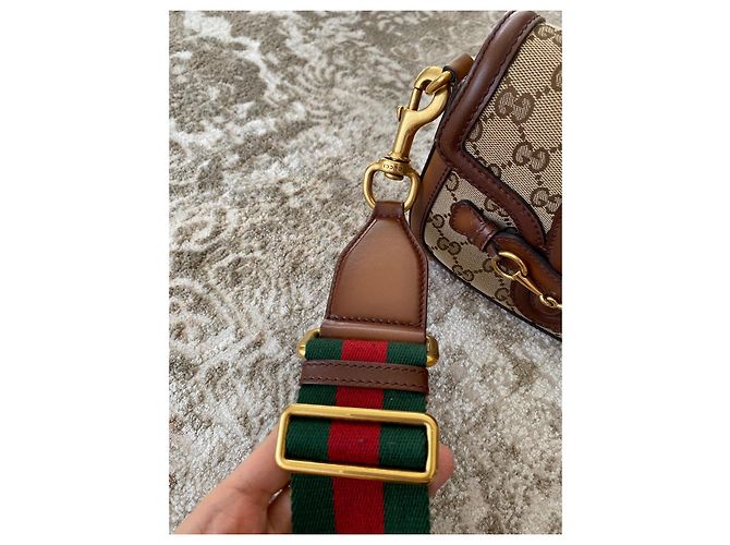 Gucci Horsebit 1955 Mini Bag GG Supreme Canvas & Brown Leather Beige - view 8
