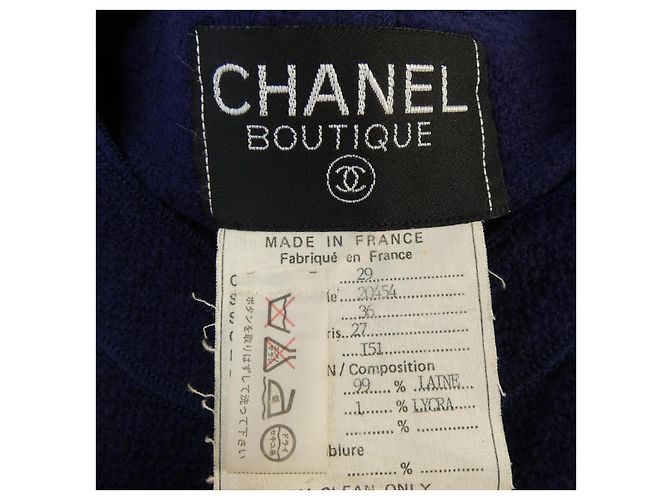 Chaqueta Chanel sin cuello Azul Azul marino - vista 3
