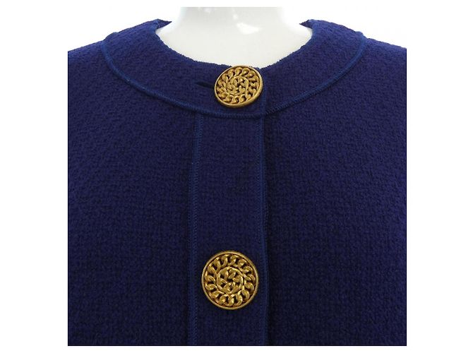 Chaqueta Chanel sin cuello Azul Azul marino - vista 4