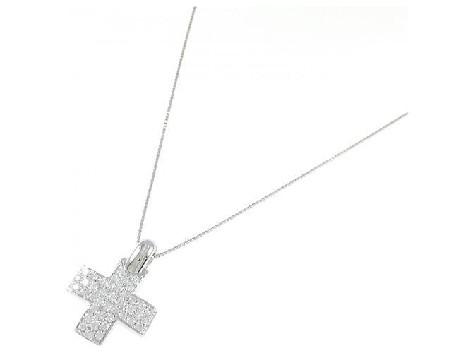 Autre Marque Colar de Cruz de Diamantes em Ouro Branco Au750 Prata - vista 2