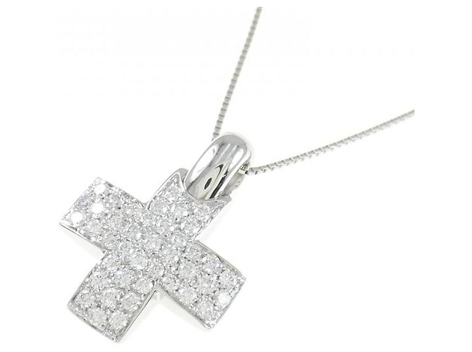 Autre Marque Colar de Cruz de Diamantes em Ouro Branco Au750 Prata - vista 3