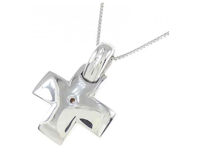 Autre Marque Colar de Cruz de Diamantes em Ouro Branco Au750 Prata - vista 4