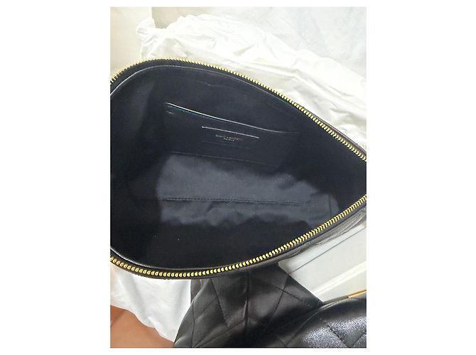 Saint Laurent Borsa Tote in Pelle Trapuntata, Nera Nero - vista 12