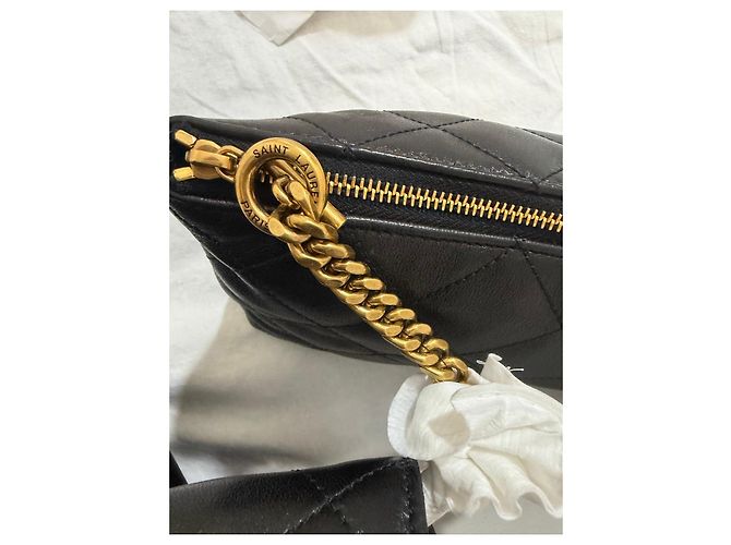 Saint Laurent Borsa Tote in Pelle Trapuntata, Nera Nero - vista 13