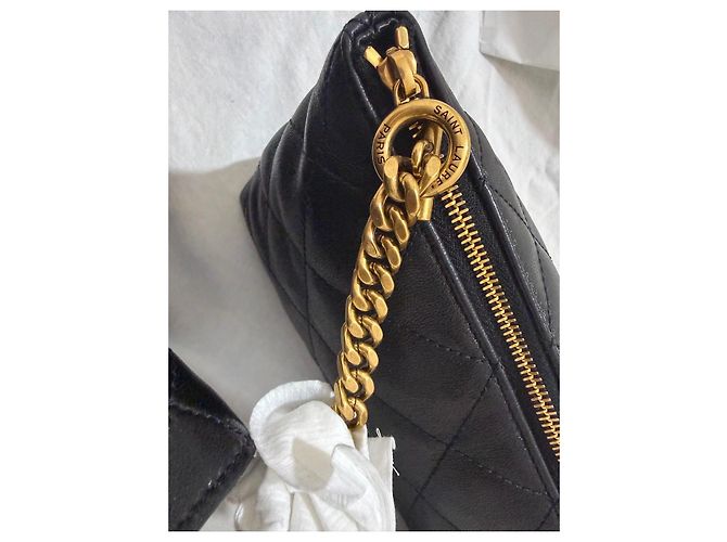 Saint Laurent Borsa Tote in Pelle Trapuntata, Nera Nero - vista 18