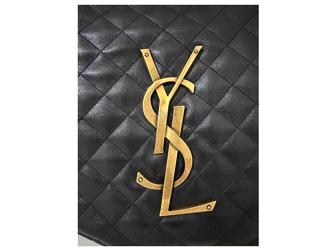 Saint Laurent Borsa Tote in Pelle Trapuntata, Nera Nero - vista 5