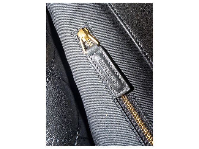 Saint Laurent Borsa Tote in Pelle Trapuntata, Nera Nero - vista 9