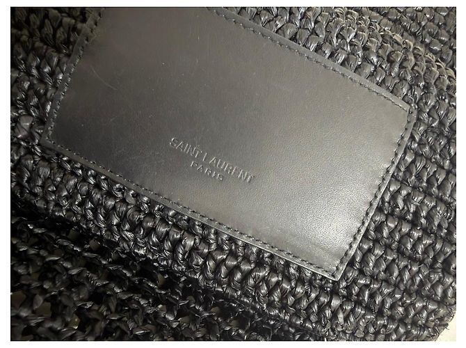 Saint Laurent Borsa Tote ICARE in Rafia Nera Nero - vista 10