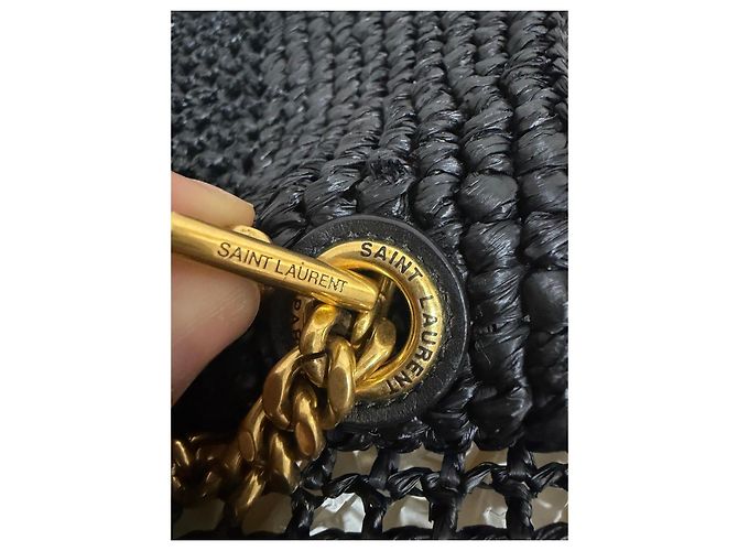 Saint Laurent Borsa Tote ICARE in Rafia Nera Nero - vista 12
