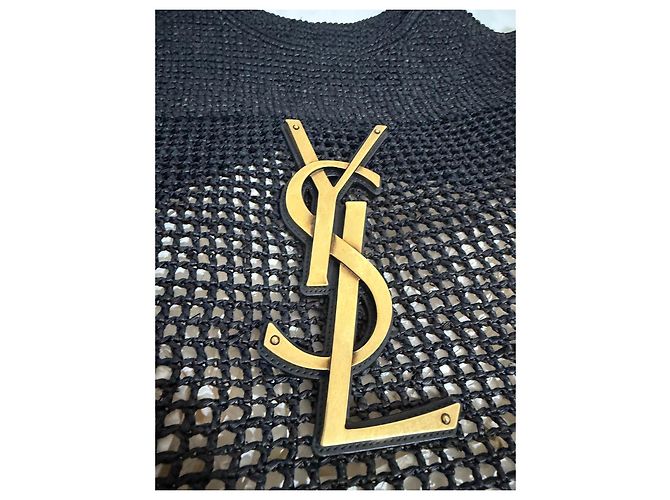 Saint Laurent Borsa Tote ICARE in Rafia Nera Nero - vista 14