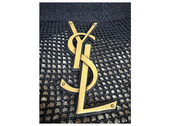 Saint Laurent Borsa Tote ICARE in Rafia Nera Nero - vista 2