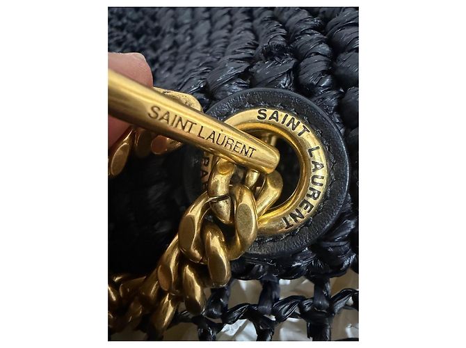 Saint Laurent Borsa Tote ICARE in Rafia Nera Nero - vista 3