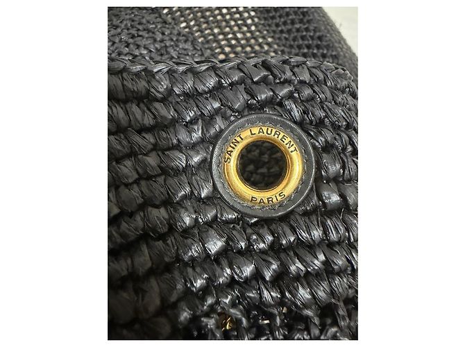 Saint Laurent Borsa Tote ICARE in Rafia Nera Nero - vista 4