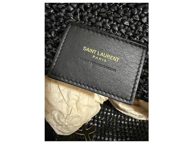 Saint Laurent Borsa Tote ICARE in Rafia Nera Nero - vista 5
