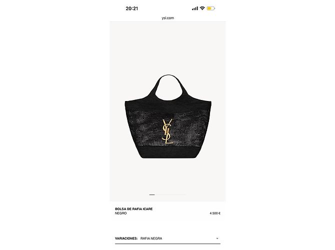Saint Laurent Borsa Tote ICARE in Rafia Nera Nero - vista 9