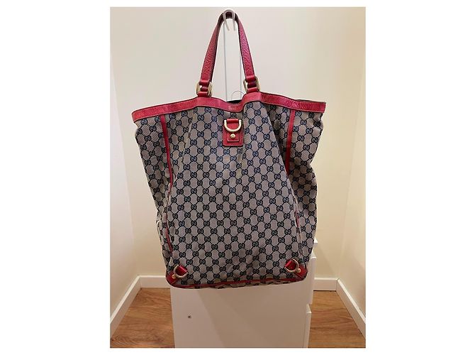Gucci GG Supreme Monogram Canvas Tote Bag Red Beige Dark blue - view 10