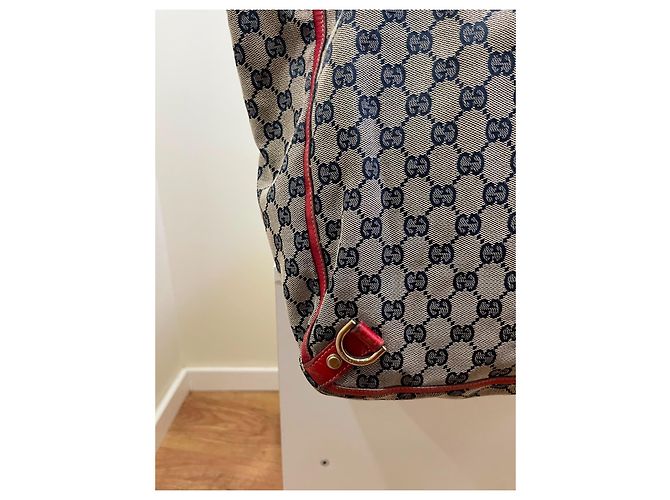 Gucci GG Supreme Monogram Canvas Tote Bag Red Beige Dark blue - view 11
