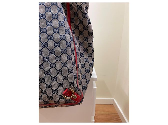 Gucci GG Supreme Monogram Canvas Tote Bag Red Beige Dark blue - view 12