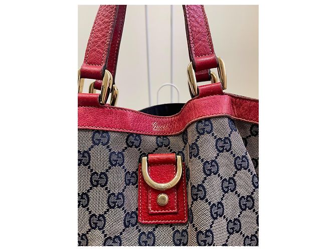 Gucci GG Supreme Monogram Canvas Tote Bag Red Beige Dark blue - view 13