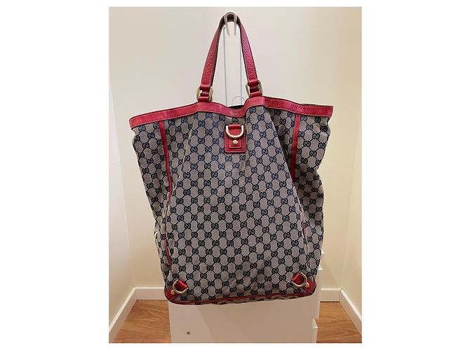 Gucci GG Supreme Monogram Canvas Tote Bag Red Beige Dark blue - view 14