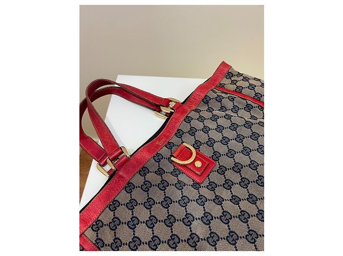Gucci GG Supreme Monogram Canvas Tote Bag Red Beige Dark blue - view 2