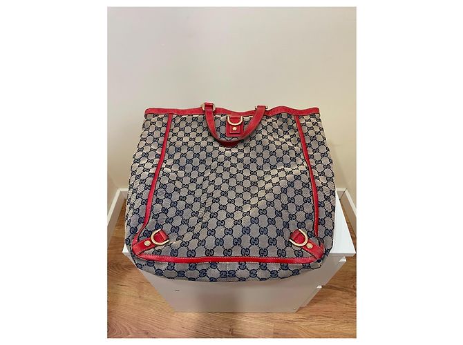 Gucci GG Supreme Monogram Canvas Tote Bag Red Beige Dark blue - view 4