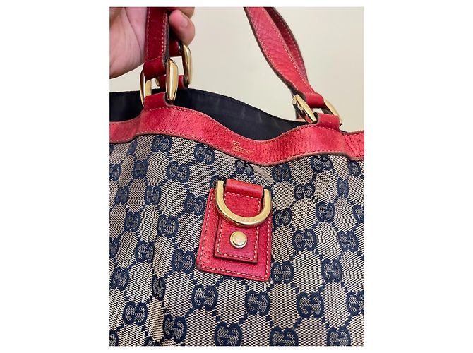 Gucci GG Supreme Monogram Canvas Tote Bag Red Beige Dark blue - view 6