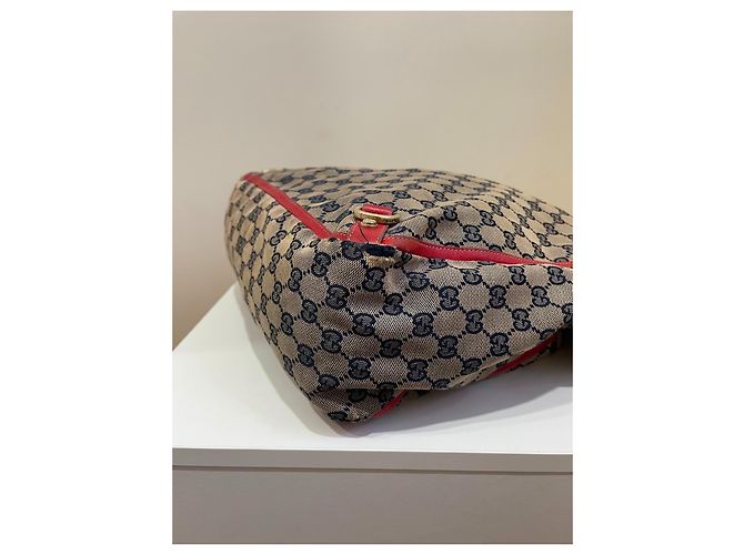 Gucci GG Supreme Monogram Canvas Tote Bag Red Beige Dark blue - view 8