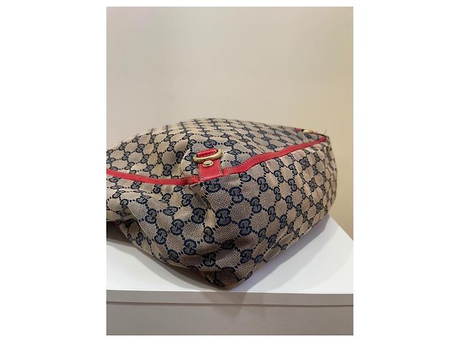 Gucci GG Supreme Monogram Canvas Tote Bag Red Beige Dark blue - view 9