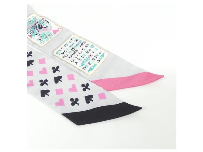 Hermès Hermes JEU DE CARTES Twilly Scarf Marrone Nero - vista 2
