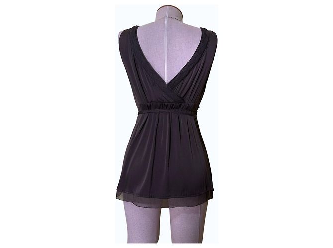 Elie Tahari Top de Seda sin Mangas Marrón Castaño - vista 3