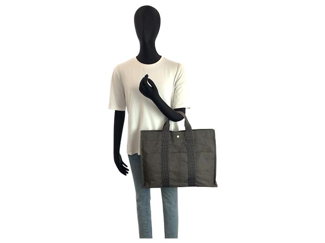 Hermès Borsa Tote Hermes Herline MM Gray Marrone - vista 6
